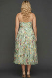 Plus Size Floral Mauve A Line Sweetheart Midi Embroidered Prom Dress