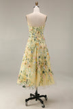 Mauve Floral Sweetheart A Line Embroidered Midi Prom Dress