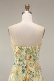 Mauve Floral Sweetheart A Line Embroidered Midi Prom Dress