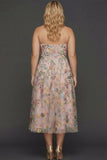 Plus Size Floral Mauve A Line Sweetheart Midi Embroidered Prom Dress