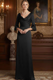 Navy Cowl Neck Sheath Satin Long Mother of the Brides Dress