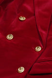 Dark Red 2 Piece Double Breasted Peak Lapel Women Business Suits