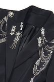 Sparkly Black Shawl Lapel Women Prom Blazer with Rhinestones