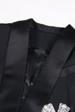 Sparkly Black Shawl Lapel Long Sleeves Women Prom Blazer with Bows