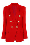Red Double Breasted Shawl Lapel Women Prom Blazer