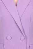 Purple 3 Piece Peak Lapel Double Breasted Women Business Suits