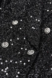 Black Sparkly Shawl Lapel Sequin Women Prom Blazer with Sleeves