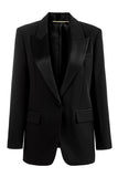 Black Notched Lapel Single Breasted Women Blazer with Sleeves