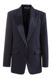 Black Notched Lapel Single Breasted Women Blazer with Sleeves