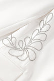Floral White Beaded Peak Lapel Women Prom Blazer with Sleeves