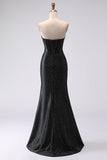 Sparkly Black Mermaid Beaded Sweetheart Maxi Corset Prom Dress