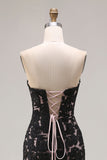 Black Mermaid Lace Strapless Long Prom Dress with Slit