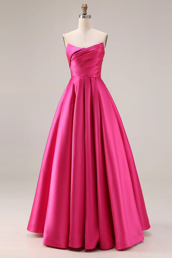 Sexy Cut Out Strapless Ruched A-Line Short Prom Dress Fuchsia