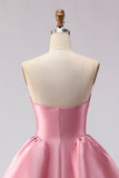 Simple Pink Satin Sweetheart A Line Long Prom Dress