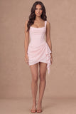 Ivory Thick Straps Bodycon Ruffled Corset Short Bridal Shower Dress