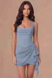 Ivory Thick Straps Bodycon Ruffled Corset Short Bridal Shower Dress