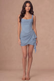 Ivory Thick Straps Bodycon Ruffled Corset Short Bridal Shower Dress