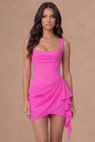 Ivory Thick Straps Bodycon Ruffled Corset Short Bridal Shower Dress