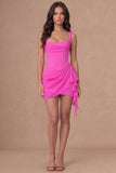 Ivory Thick Straps Bodycon Ruffled Corset Short Bridal Shower Dress