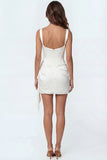 Ivory Thick Straps Bodycon Ruffled Corset Short Bridal Shower Dress