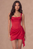 Ivory Thick Straps Bodycon Ruffled Corset Short Bridal Shower Dress