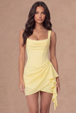 Ivory Thick Straps Bodycon Ruffled Corset Short Bridal Shower Dress