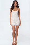 Ivory Bodycon Strapless Backless Short Engagement Dress