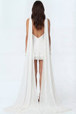 Ivory A Line Ruffled Spaghetti Straps Midi Bridal Shower Dress
