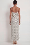 White Black Dots Spaghetti Straps Mermaid Long Wedding Guest Dress