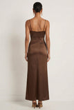 Chocolates Mermaid Spaghetti Straps Long Formal Dress with Beading