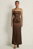 Chocolates Mermaid Spaghetti Straps Long Formal Dress with Beading