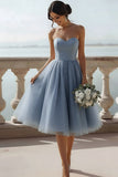 English Rose Glitter Tulle Sweetheart A Line Midi Bridesmaid Dress