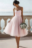 English Rose Glitter Tulle Sweetheart A Line Midi Bridesmaid Dress