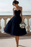 English Rose Glitter Tulle Sweetheart A Line Midi Bridesmaid Dress