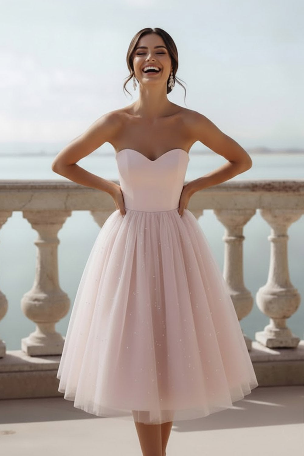 Leely Women English Rose Glitter Midi Bridesmaid Dress Tulle Sweetheart A Line Princess Wedding Guest Dress leelyuk Leely Women English Rose Glitter Midi Bridesmaid Dress Tulle Sweetheart A Line Princess Wedding Guest Dress leelyuk