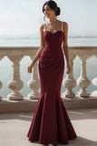English Rose Mermaid Ruched Maxi Bridesmaid Dress with Beading