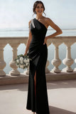 Sparkly English Rose Beaded Mermaid Ruched Maxi Bridesmaid Dress with Slit