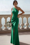 Sparkly English Rose Beaded Mermaid Ruched Maxi Bridesmaid Dress with Slit