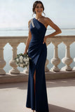 Sparkly English Rose Beaded Mermaid Ruched Maxi Bridesmaid Dress with Slit