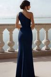 Sparkly English Rose Beaded Mermaid Ruched Maxi Bridesmaid Dress with Slit