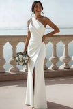 Sparkly English Rose Beaded Mermaid Ruched Maxi Bridesmaid Dress with Slit