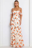 Floral Lilac Cold Shoulder Long Corset Bridesmaid Dress