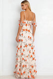 Floral Lilac Cold Shoulder Long Corset Bridesmaid Dress