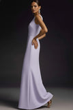 Simple Lilac One Shoulder Maxi Bridesmaid Dress