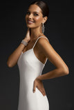 Simple White Spaghetti Straps Maxi Wedding Reception Dress