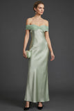 Dusty Sage Mermaid Off the Shoulder Long Wedding Guest Dress