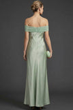 Dusty Sage Mermaid Off the Shoulder Long Wedding Guest Dress