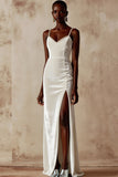 Sparkly White Mermaid Velvet Long Wedding Reception Dress with Beading
