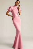 Emerald Green Mermaid High Neck Long Formal Dress with Sleeves