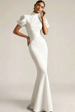Emerald Green Mermaid High Neck Long Formal Dress with Sleeves